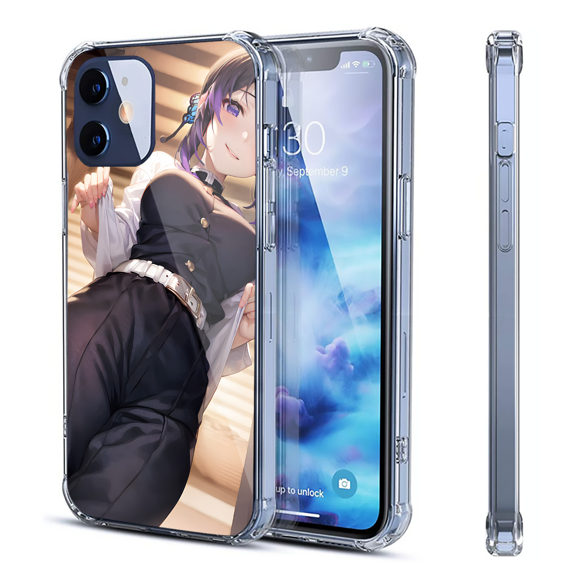 （画像用） 鬼滅の刃（きめつのやいば）蟲柱-胡蝶 しのぶ／こちょう しのぶ Kochou Shinobu 【iPhone 12シリーズ対応】透明スマホケース（クリアソフトケース）